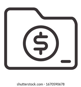 icono de esquema de carpeta de documentos de dinero