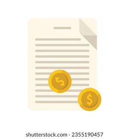 Money document icon flat vector. Bank finance. Business service isolated