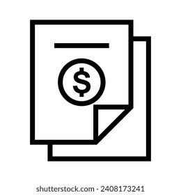 Money document outline icons, minimalist vector illustration and transparent graphic element. Isolated on white background