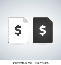 Money Document page . bill document icon - invoice symbol - office file format. vector illlustration.