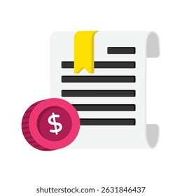 Icono de estilo de Vector de documento de dinero. Archivo Eps 10