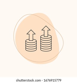 Money dollar up arrow, growth finance graphic, concept icon design in black flat design on white background