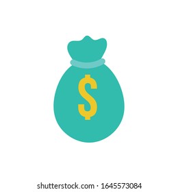 money dollar bag flat style icon vector illustration design