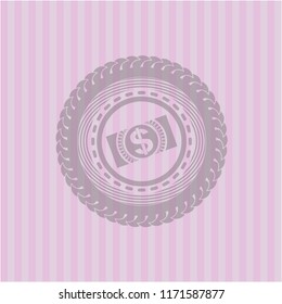 money, dollar bill icon inside retro style pink emblem