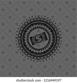 money, dollar bill icon inside retro style black emblem