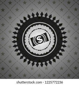 money, dollar bill icon inside realistic dark emblem