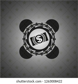 money, dollar bill icon inside dark emblem
