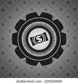 money, dollar bill icon inside retro style black emblem