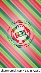money, dollar bill icon inside christmas style badge..