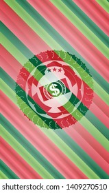 money, dollar bill icon inside christmas badge.