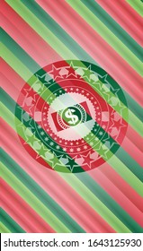 money, dollar bill icon inside christmas emblem background.