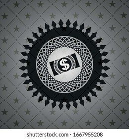 money, dollar bill icon inside black emblem. Vintage.