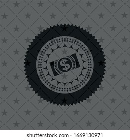 money, dollar bill icon inside black emblem