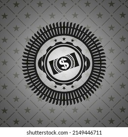 money, dollar bill icon inside realistic dark emblem. 