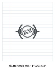 money, dollar bill icon pencil emblem. Vector Illustration. Detailed.