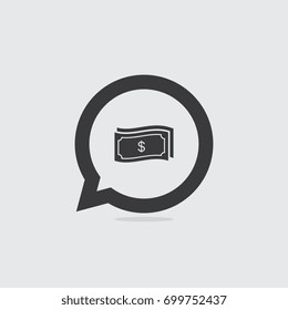 Money or Dollar Bill Speech Bubble Icon