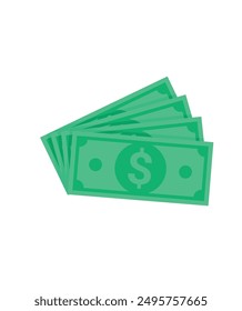 Money. Dollar bills, green banknotes, currency. Flat design. Vector illustration stock illustration