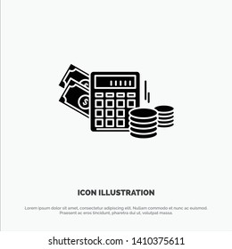 Money, Dollar, Calculator, Balance solid Glyph Icon vector