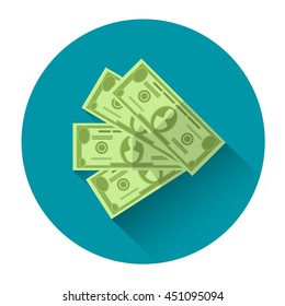 Money Dollar Cash Colorful Icon Flat Vector Illustration