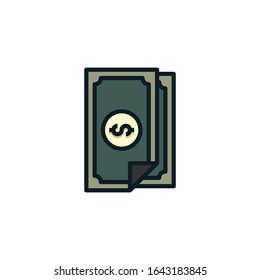 Money, dollar, cash filled outline icons. Vector illustration. Editable stroke. Isolated icon suitable for web, infographics, interface and apps.