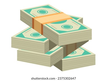 Money dollar cash pile stack banknote prize bank concept. Vector flat graphic design illustration
