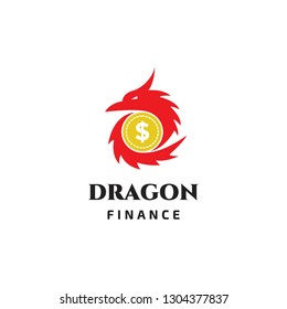 money dollar coin economy finance and dragon shape logo icon vector template