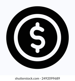 Dinero, Icono de Vector de moneda de dólar, Icono de Vector de silueta aislado.
