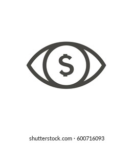 money, dollar eye icon vector 