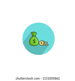 Money dollar flat icon