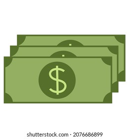 Ilustración vectorial de icono de moda plana de dólar de dinero aislada en blanco