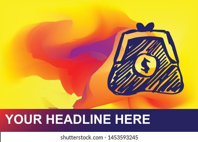 Money Dollar Icon. Creative Abstract Art Background with Color Yellow, Red, Violet. Graphic Design Concept, Flat, Line, Element, Vector Illustration EPS 10.