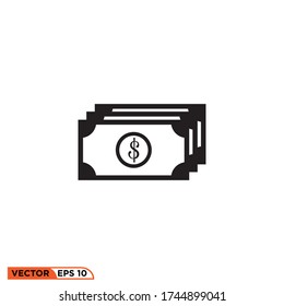 Plantilla de ilustración vectorial de diseño de icono de dólar monetario