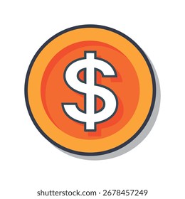 Ícone de dólar monetário na ilustração de vetor de dinheiro de troca de estilo simples