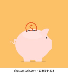 Money dollar icon saving for future concept with piggy bank.