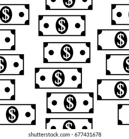 Money dollar icons seamless pattern on white background. Vector illustration.