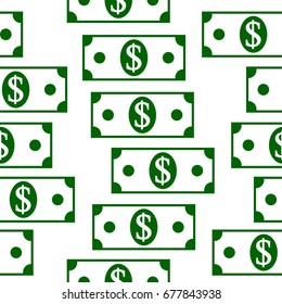 Money dollar icons seamless pattern on white background. Vector illustration.