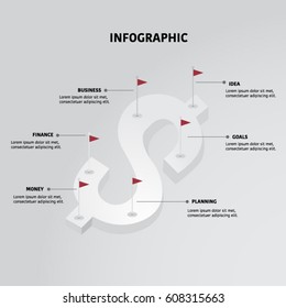 Money dollar infographic vector icon, Isometric Dollar currency symbol