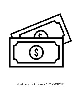 Vector de icono de línea de dinero en línea de moda