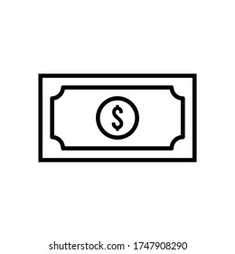 Money dollar line icon vector in trendy
