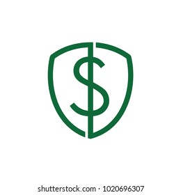 money dollar shield lines art logo 