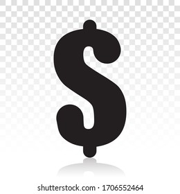 Money dollar sign or symbol on a transparent background
