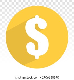 Money dollar sign or symbol on a transparent background