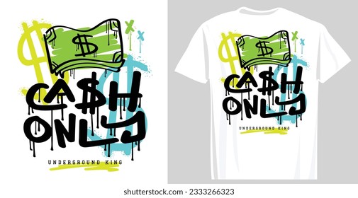 Money dollar sign. Urban street retro typography. Vector illustration design for fashion graphics, t shirt, print, poster, sticker.