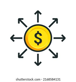 Divulgación del dólar, crecimiento. Ilustración del vector