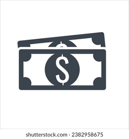 Ilustración de stock de ícono de pila de dinero en dólares