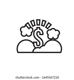money dollar symbol with clouds line style vector illustration design