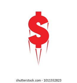 money dollar symbol flying fast logo vector 