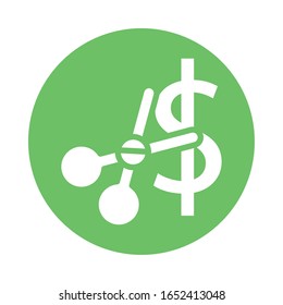 símbolo de dinero en dólares con tijeras diseño de ilustración vectorial