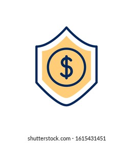 money dollar symbol with shield vector illustration design