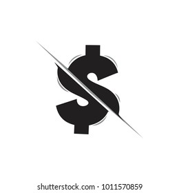 money dollar symbol slashes style logo vector